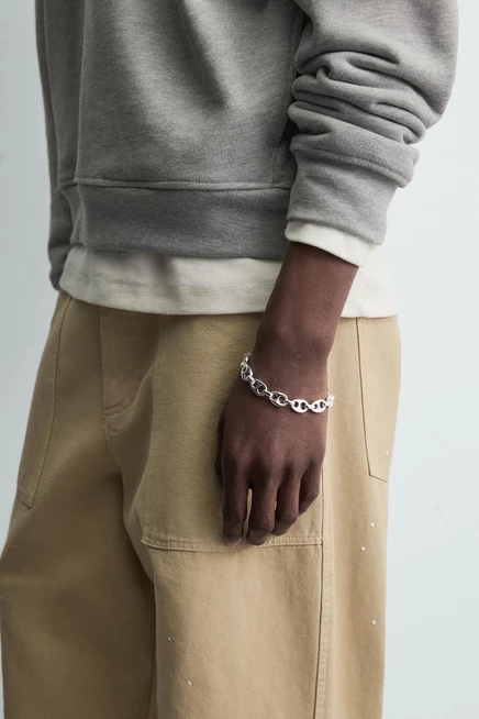 Мужской звеньевой браслет ZARA, посеребренный