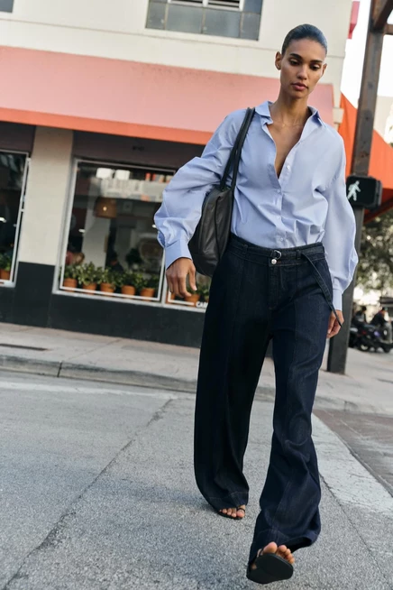 Женские джинсы ZARA Z1975 bootcut с поясом, синие