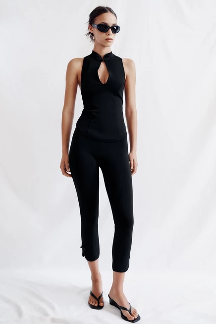 Женские брюки-капри ZARA Frog, черные