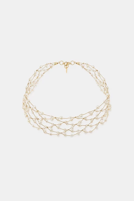Женский чокер Zara Mini Pearl, золотистый