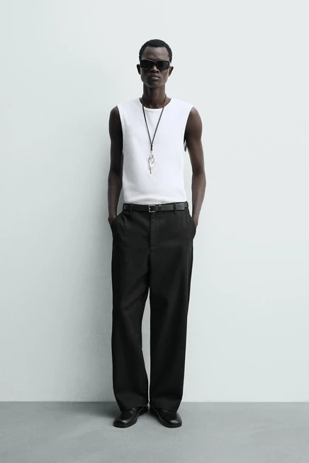 Мужская майка Zara в рубчик, белая