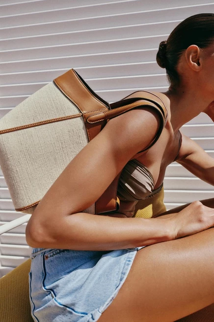 Женская сумка ZARA Canvas Crossbody, темно-бежевая