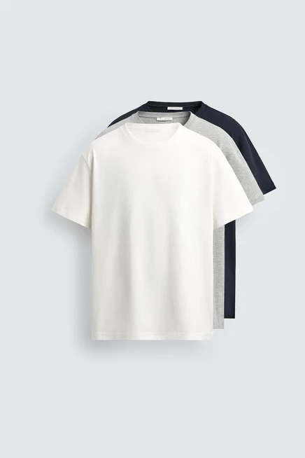 Мужские футболки ZARA 3 шт. базовые, разноцветные