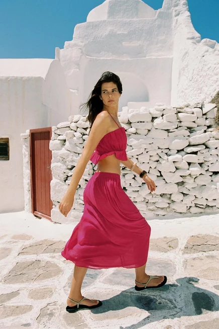 ЮБКА-МИДИ ОТ ZARA fuchsia