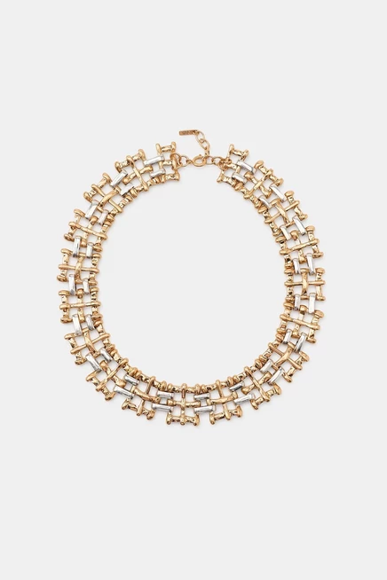 Женское колье Zara Combined Chain, золото/серебро
