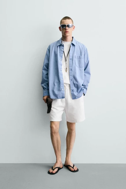 Мужские шорты Zara Basic свободного кроя, белые