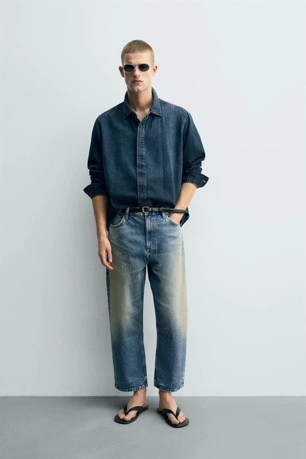Мужские джинсы ZARA широкие с заужением, синие