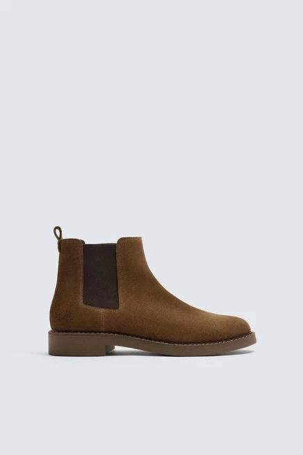 Мужские ботинки челси ZARA кожаные, коричневые