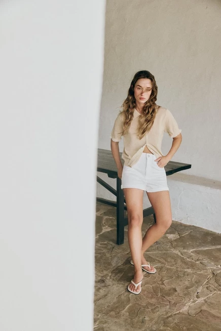 Женский кардиган ZARA с кружевной отделкой, песочный