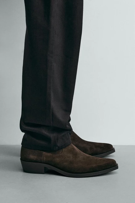 Мужские ковбойские ботинки ZARA, коричневые