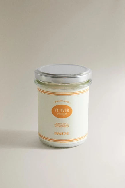 Ароматическая свеча ZARA Vetiver Mango 130 г, оранжевая