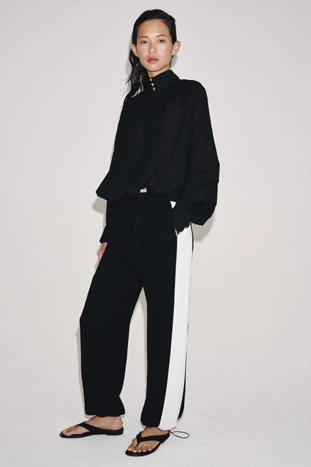 Женские брюки ZARA ZW Collection с лампасами, черные