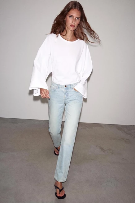 Женские джинсы ZARA Z1975 с низкой посадкой, голубые