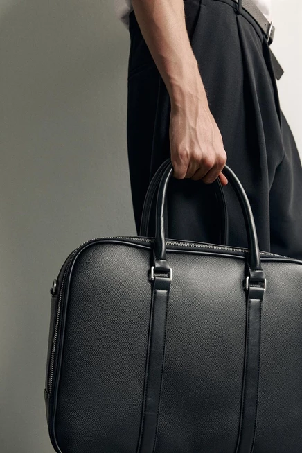 Мужской портфель ZARA фактурный, черный
