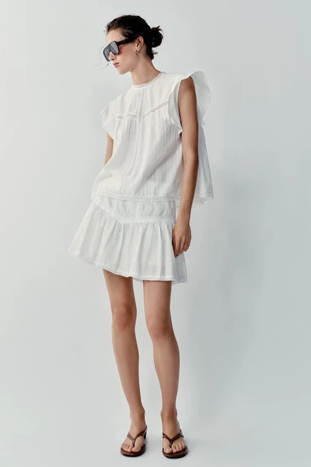 Женский топ ZARA Romantic Ladder Trim, экрю