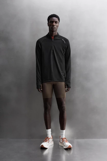 Мужской свитшот Zara из ткани Polartec на 1/4 молнии, черный