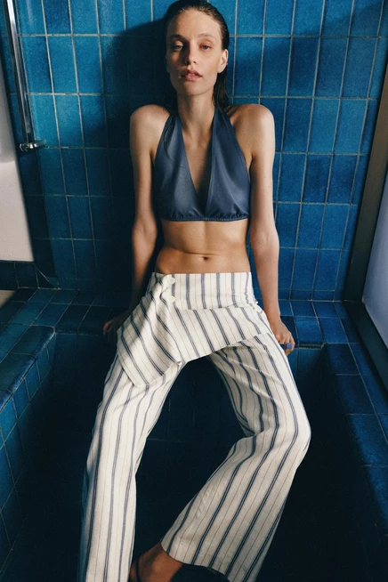Женские брюки Zara с эффектом парео, в полоску