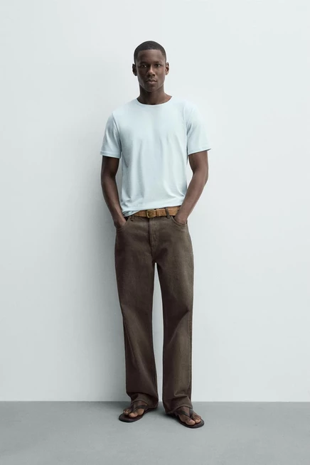 Мужская футболка ZARA Slim Fit /01, светло-голубая