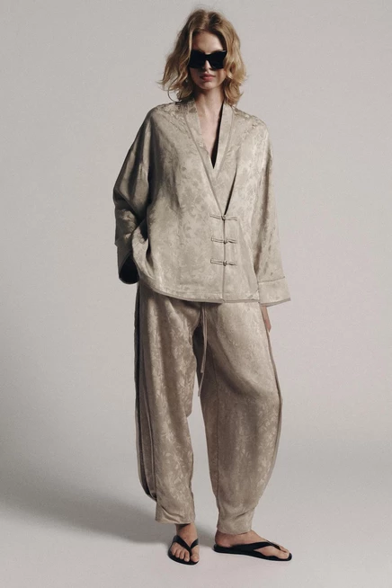 Женский жаккардовый жакет ZARA, каменный