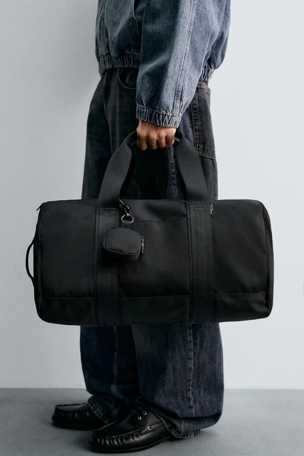Мужская дорожная сумка ZARA из ткани Cordura®, черная