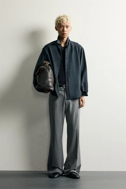 Мужская рубашка Zara свободного кроя, черная