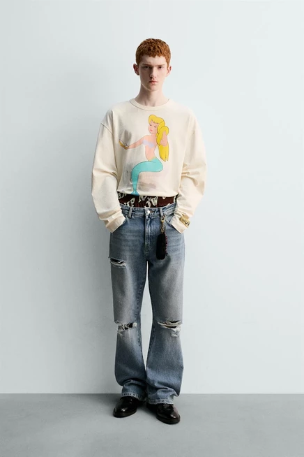 Мужская футболка Zara x Disney, слоновая кость