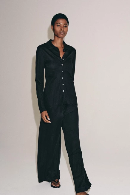 Женская рубашка ZARA плиссированная, черная