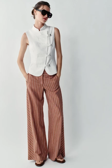 Женские брюки Zara с металлической нитью, разноцветные
