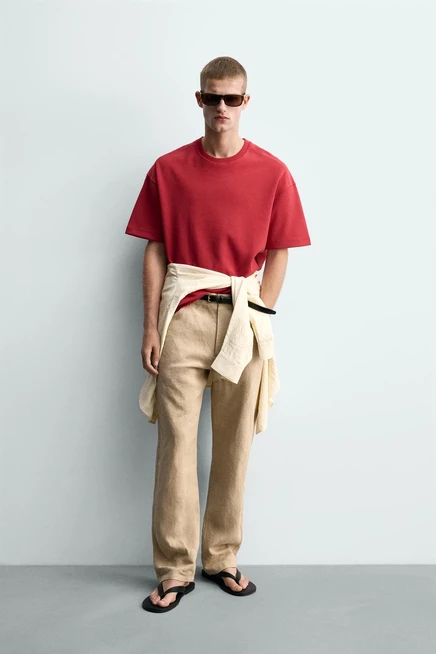 Мужская толстовка ZARA Interlock Relaxed Fit, красная