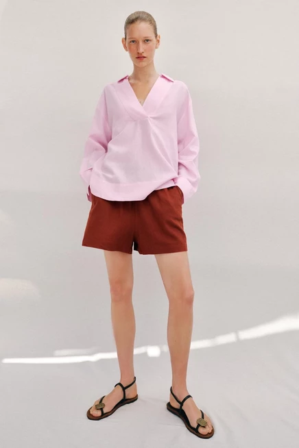 Женская блузка Zara Full Cut Linen, розовая