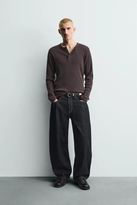Мужские джинсы Zara balloon fit, темно-синие/белые