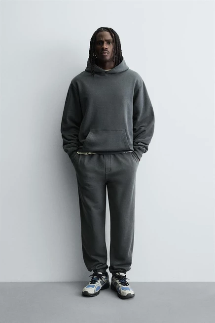 Мужские джоггеры Zara Regular fit, темно-антрацитовые