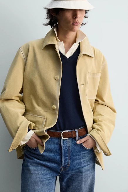 Мужской кожаный ремень ZARA Limited Split, коричневый