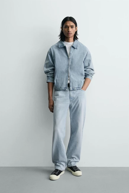 Мужская джинсовая куртка ZARA, светло-голубая