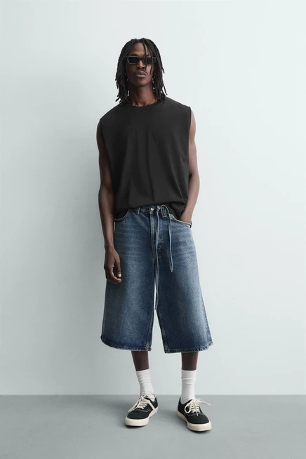 Мужская майка ZARA с эффектом стирки, черная