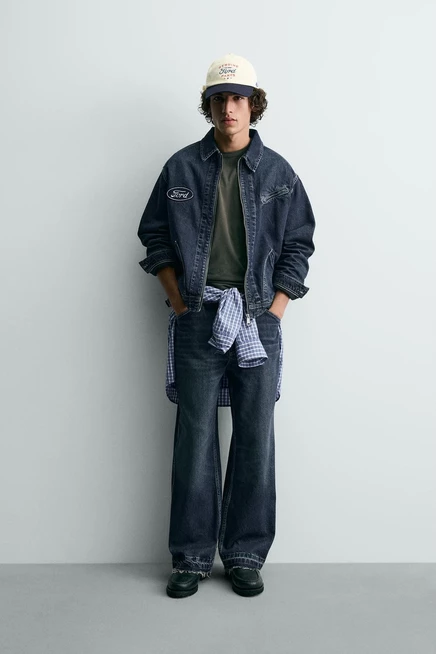 Мужская джинсовая куртка ZARA Ford patch, синяя