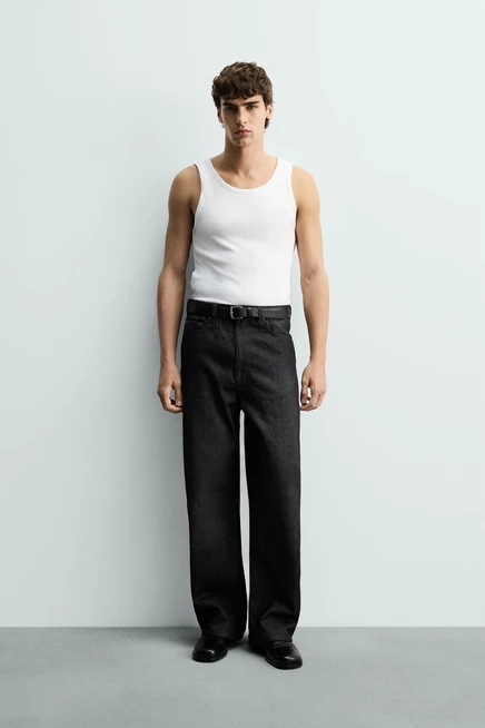 Мужская майка ZARA ребристая, белая
