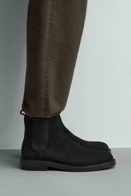 Мужские ботинки ZARA челси кожаные, черные