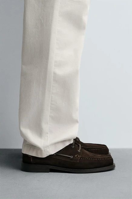 Мужские мокасины ZARA Split Suede, коричневые