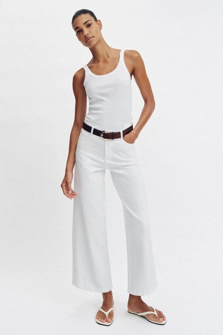 Женские укороченные джинсы ZARA с ремнем, белые