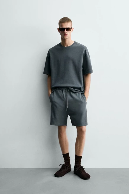 Мужская толстовка ZARA Interlock Relaxed Fit, голубая