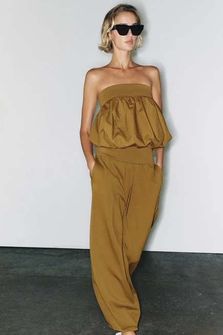 Женский топ Zara без бретелей, масляный