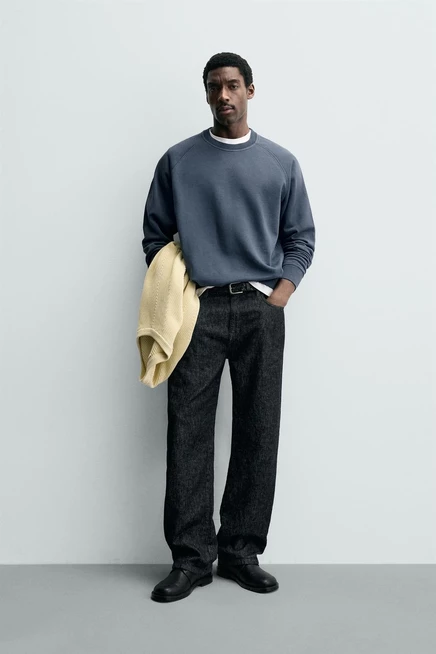 Мужской свитшот ZARA Basic Washed, синий