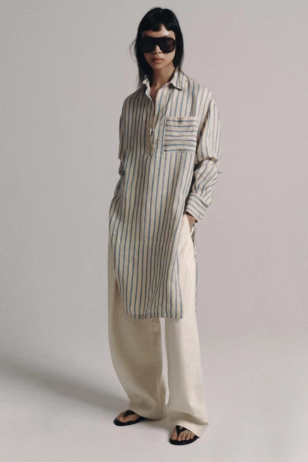 Женское платье-рубашка ZARA ZW Collection, синее