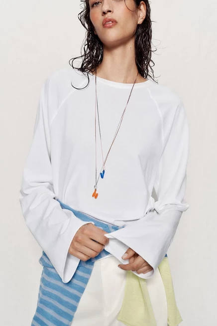 Женское колье Zara с буквой и камнем, оранжевое