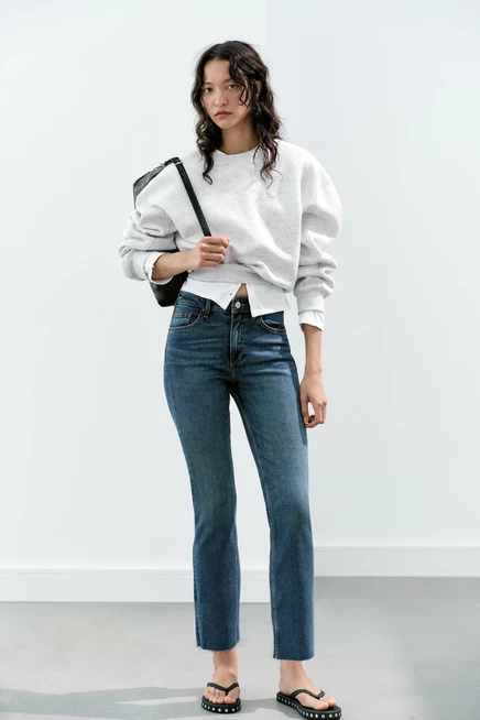 Женские джинсы ZARA TRF с высокой талией, синие