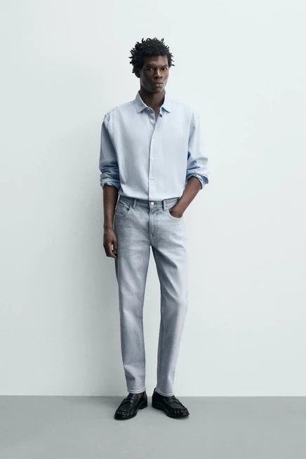 Мужские джинсы ZARA Basic slim fit, голубые