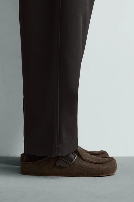 Мужские сабо Zara с пряжкой, шоколадные