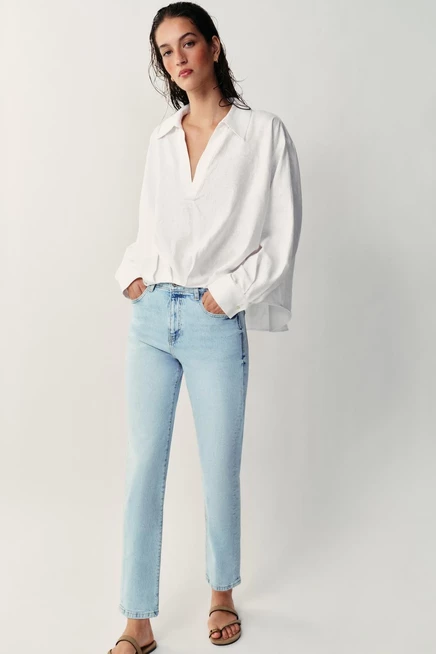 Женские джинсы ZARA Z1975 с высокой талией, голубые