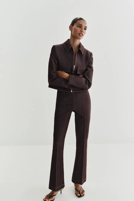 Женские брюки Zara клеш с высокой посадкой, коричневые